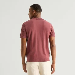 J. Ferrar Button Front Mens Short Sleeve Button Polo Sweater