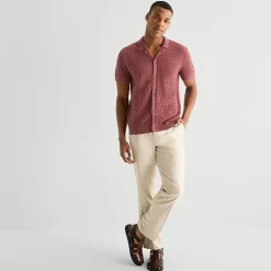 J. Ferrar Button Front Mens Short Sleeve Button Polo Sweater