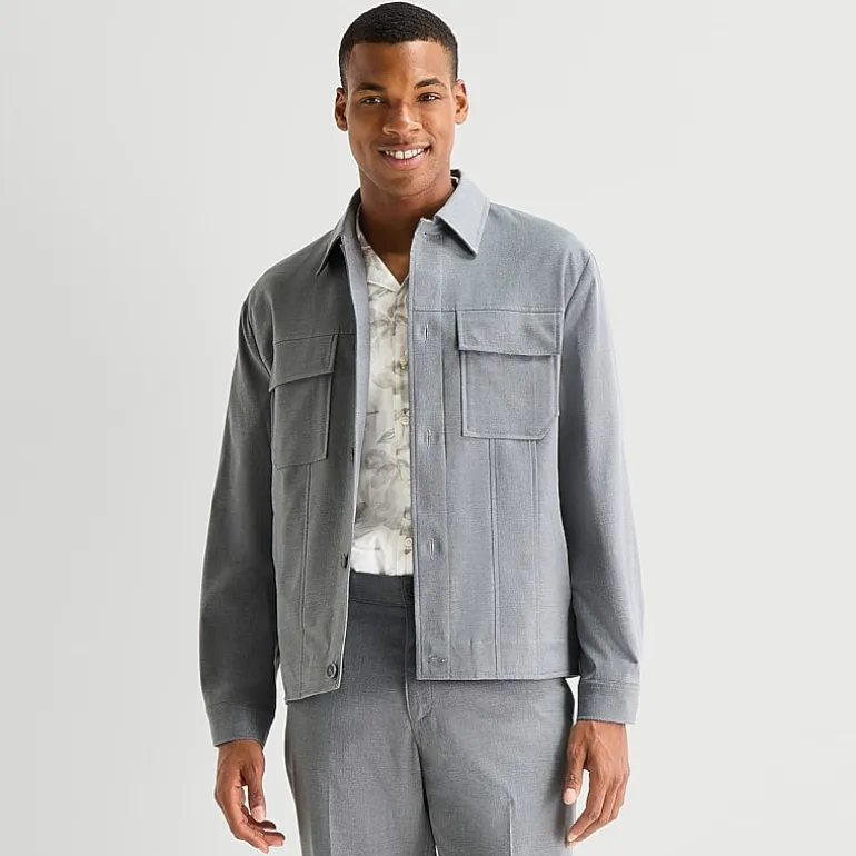 J. Ferrar Heather Twill Shirt Jacket and Pant Separates