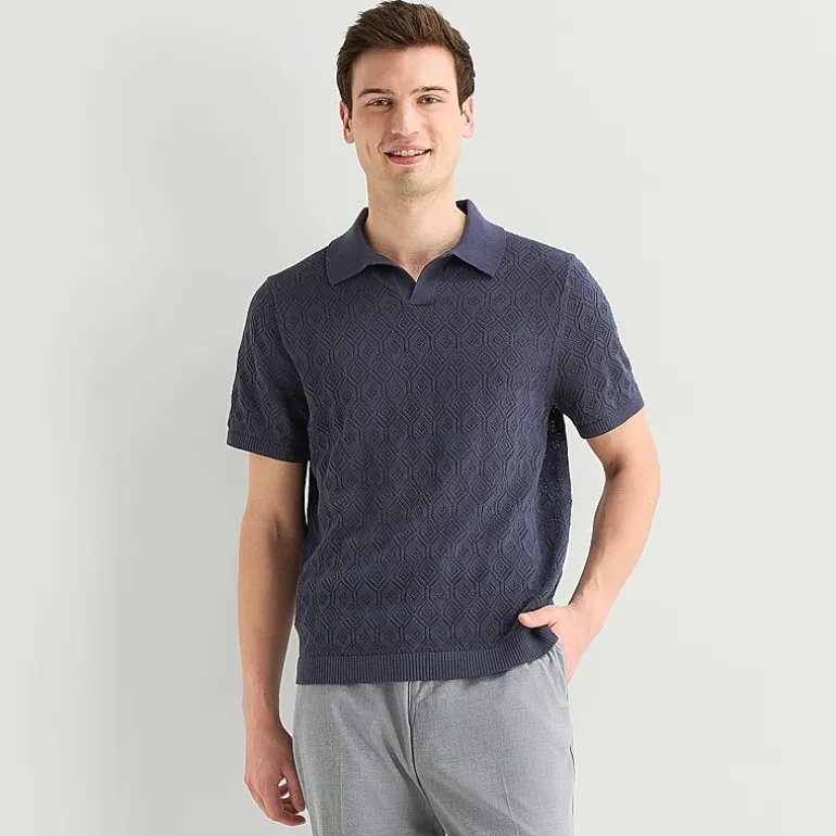 J. Ferrar Johnny Collar Mens Short Sleeve Polo Sweater