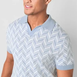 J. Ferrar Johnny Collar Mens Short Sleeve Button Polo Sweater