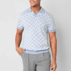 J. Ferrar Johnny Collar Mens Short Sleeve Button Polo Sweater