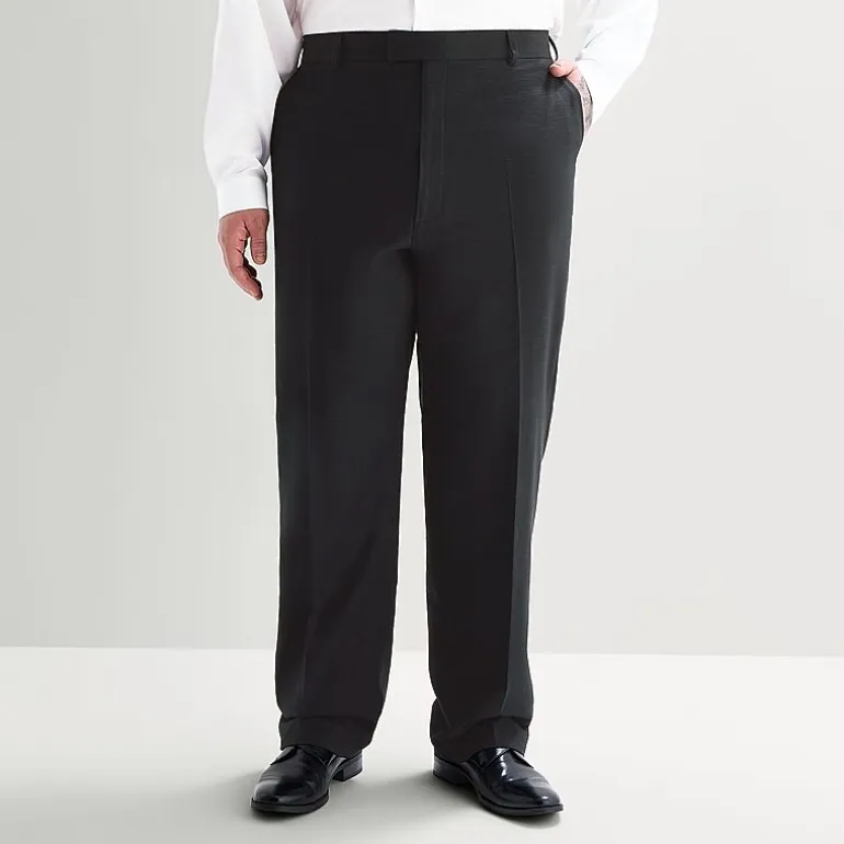 J. Ferrar Linen Blend Texture Mens Straight Fit Big and Tall Flat Front Pant