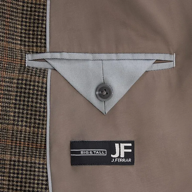 J. Ferrar Mens Big and Tall Plaid Regular Fit Sport Coat