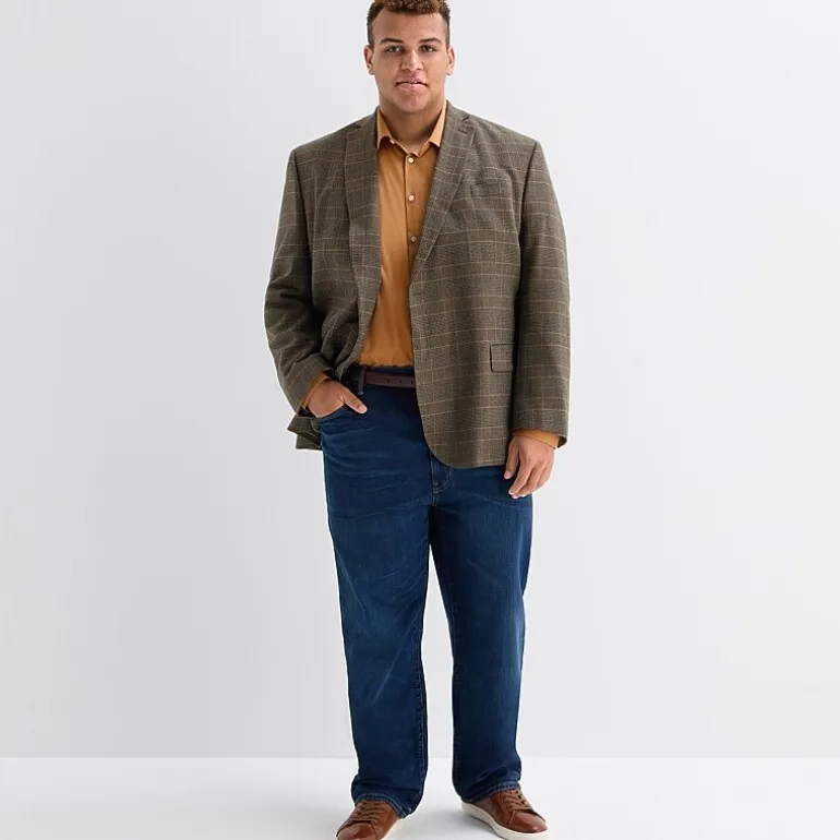 J. Ferrar Mens Big and Tall Plaid Regular Fit Sport Coat