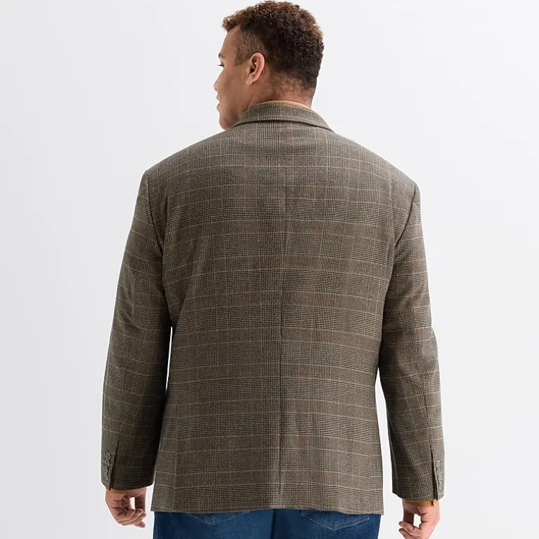 J. Ferrar Mens Big and Tall Plaid Regular Fit Sport Coat