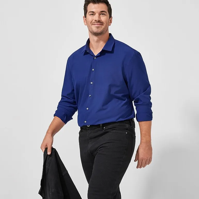 J. Ferrar Mens Big & Tall 360 Stretch Regular Fit Easy Care Stretch Fabric Long Sleeve Dress Shirt