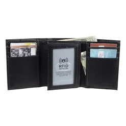 J. Ferrar Mens Extra Capacity Rfid Blocking Trifold Wallet