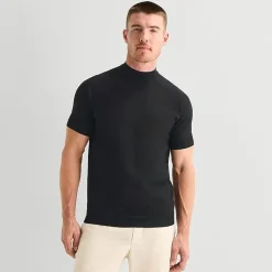 J. Ferrar Mens Mock Neck Short Sleeve Pullover Sweater
