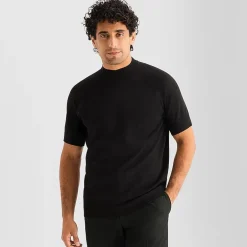 J. Ferrar Mens Mock Neck Short Sleeve Pullover Sweater