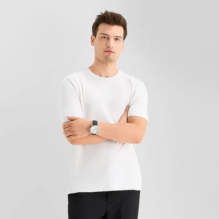J. Ferrar Solid Mens Crew Neck Short Sleeve Pullover Sweater