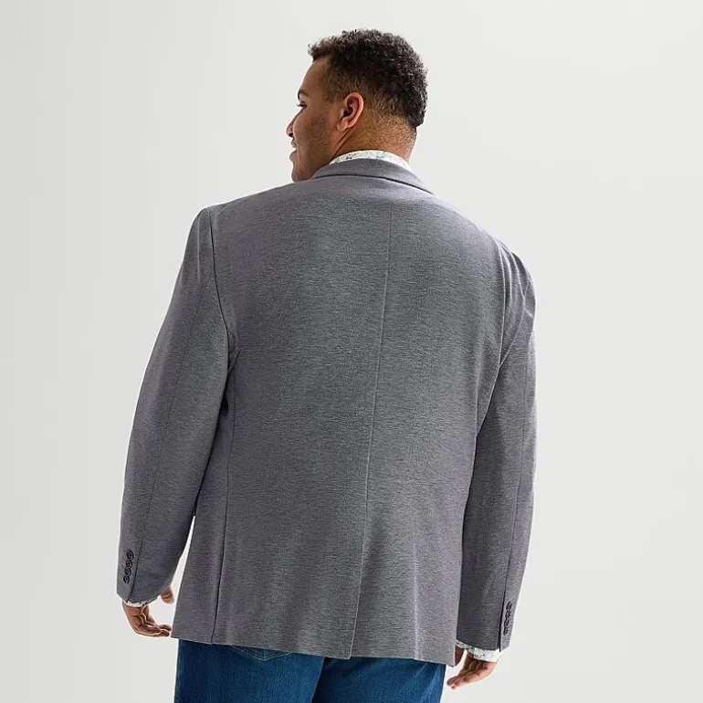 J. Ferrar 360 Stretch Knit Texture Mens Big and Tall Stretch Fabric Regular Fit Sport Coat