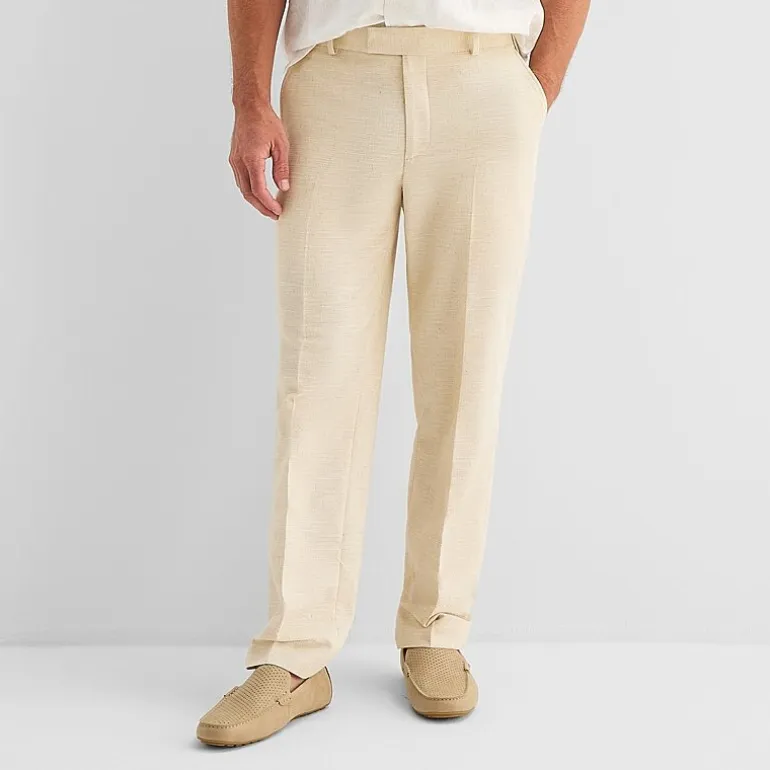 J. Ferrar Textured Mens Straight Fit Dress Flat Front Pant