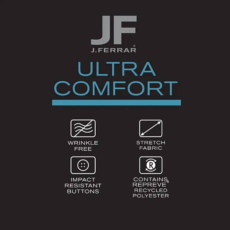 J. Ferrar Ultra Comfort Dobby Mens Regular Fit Stretch Fabric Wrinkle Free Long Sleeve Dress Shirt