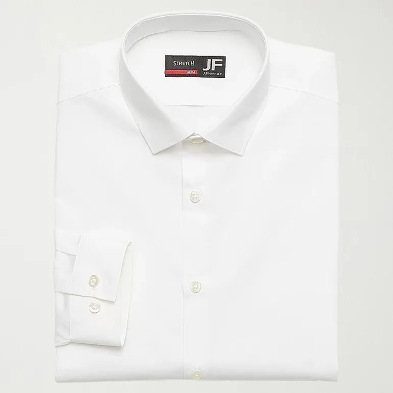 J. Ferrar Ultra Comfort Mens Regular Fit Stretch Fabric Wrinkle Free Long Sleeve Dress Shirt
