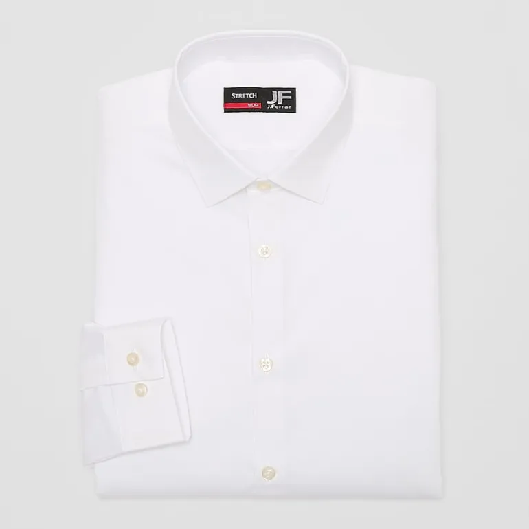 J. Ferrar Ultra Comfort Mens Slim Fit Stretch Fabric Wrinkle Free Long Sleeve Dress Shirt