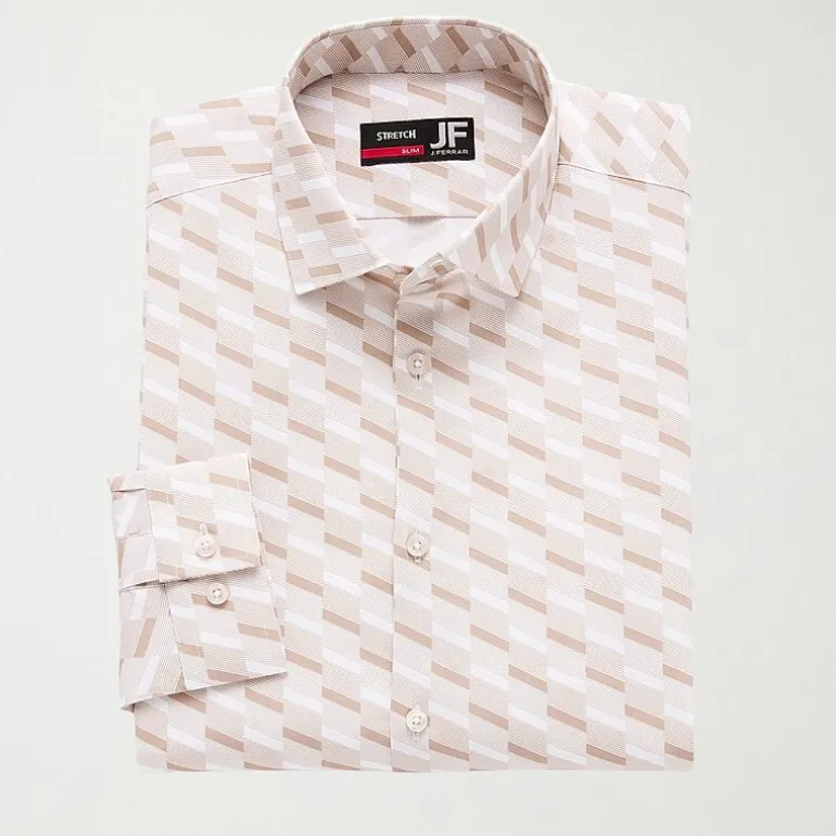 J. Ferrar Ultra Comfort Mens Slim Fit Stretch Fabric Wrinkle Free Long Sleeve Dress Shirt