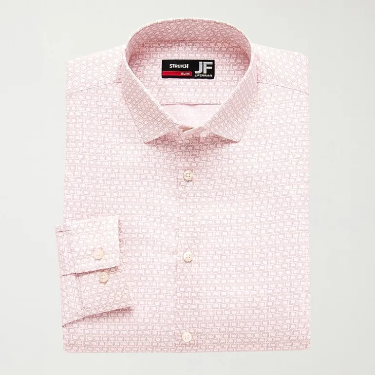 J. Ferrar Ultra Comfort Mens Slim Fit Stretch Fabric Wrinkle Free Long Sleeve Dress Shirt