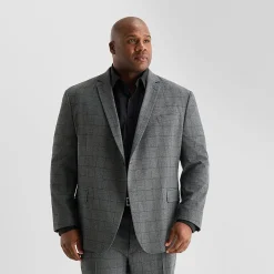 J. Ferrar Ultra Comfort Mens Stretch Fabric Slim Fit Plaid Big and Tall Suit Jacket