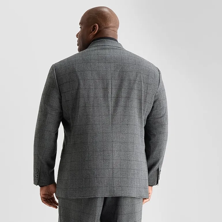 J. Ferrar Ultra Comfort Mens Stretch Fabric Slim Fit Plaid Big and Tall Suit Jacket
