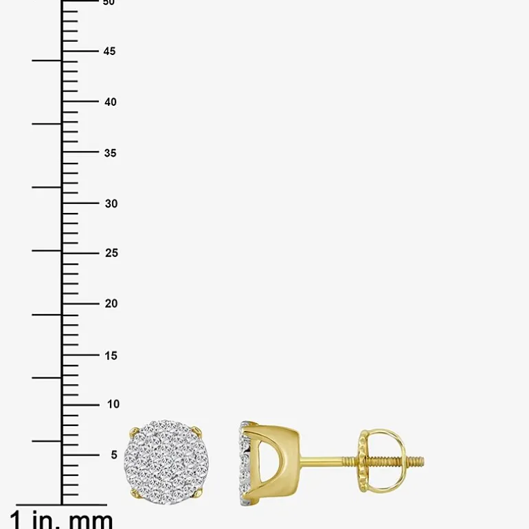 (J / I3) 1/5 CT. Natural White Diamond 10K Gold 6.4mm Oval Stud Earrings