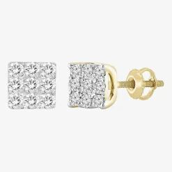 (J / I3) 1/4 CT. T.W. Natural White Diamond 10K Gold 5.2mm Stud Earrings