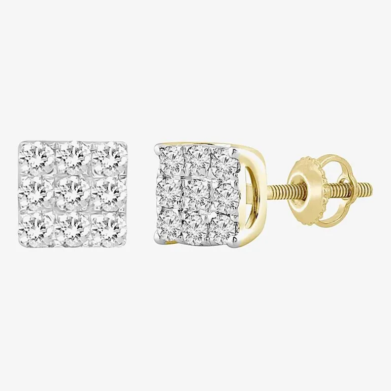 (J / I3) 1/4 CT. T.W. Natural White Diamond 10K Gold 5.2mm Stud Earrings