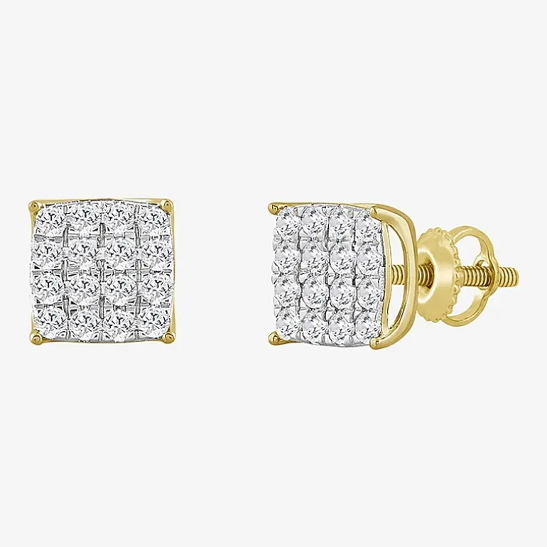 (J / I3) 3/4 CT. T.W. Natural White Diamond 10K Gold 8.1mm Stud Earrings