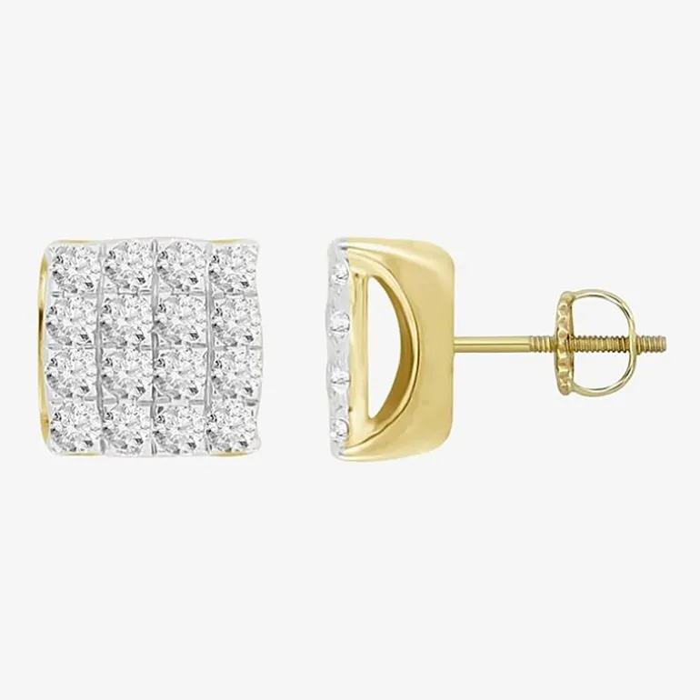 (J / I3) 3/4 CT. T.W. Natural White Diamond 10K Gold 8.1mm Stud Earrings