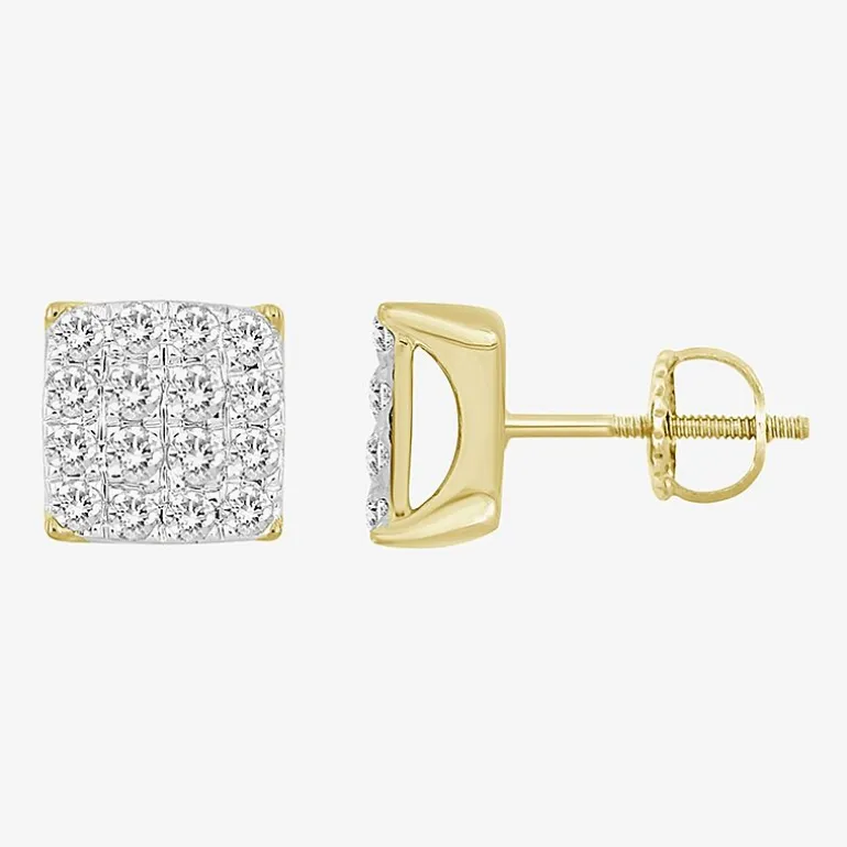 (J / I3) 1/2 CT. T.W. Natural White Diamond 10K Gold 6.9mm Stud Earrings