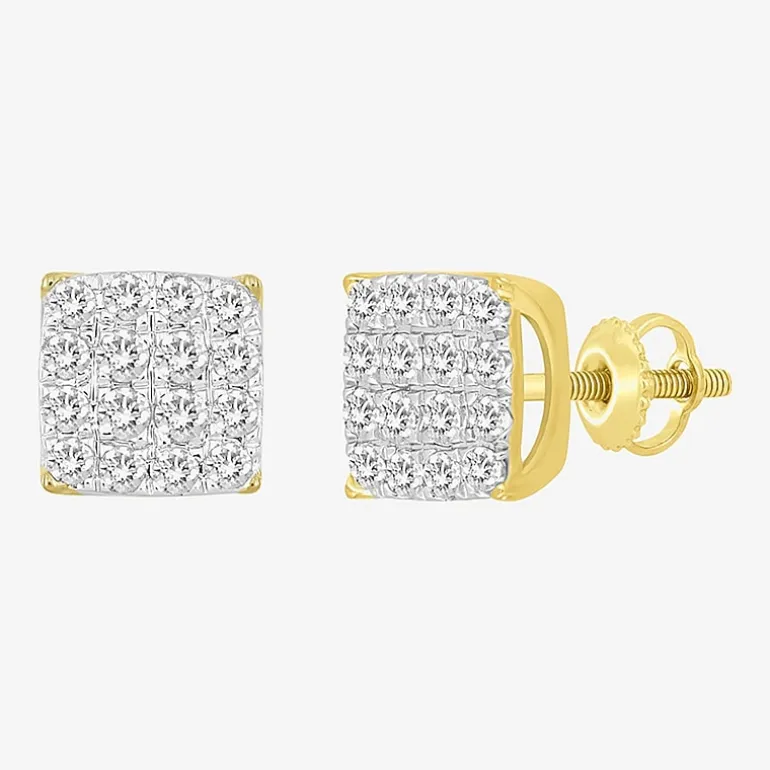 (J / I3) 1/2 CT. T.W. Natural White Diamond 10K Gold 6.9mm Stud Earrings