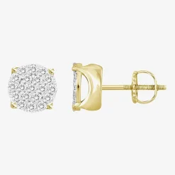 (J / I3) 1/2 CT. T.W. Natural White Diamond 10K Gold 7.7mm Round Stud Earrings