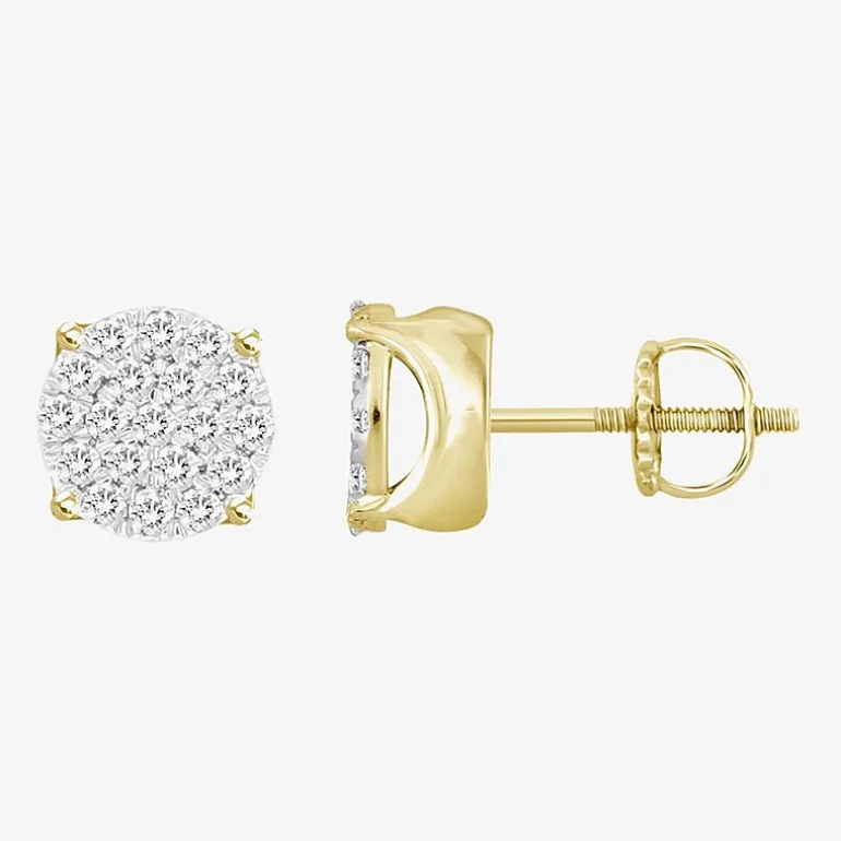 (J / I3) 1/2 CT. T.W. Natural White Diamond 10K Gold 7.7mm Round Stud Earrings