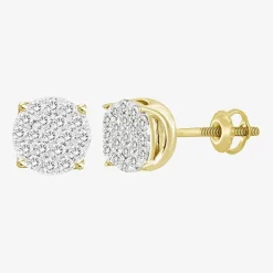 (J / I3) 1/2 CT. T.W. Natural White Diamond 10K Gold 7.7mm Round Stud Earrings