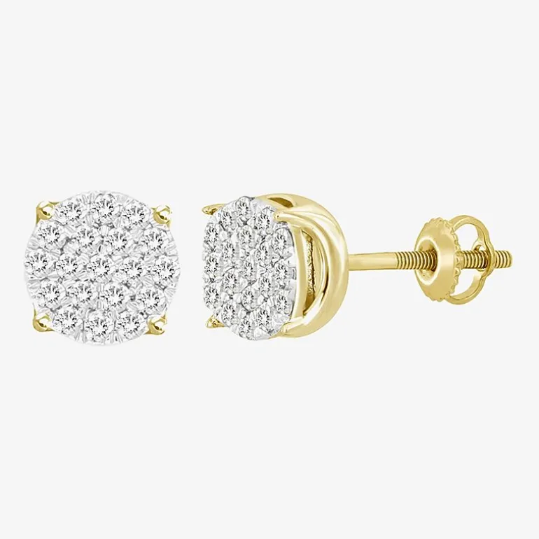 (J / I3) 1/2 CT. T.W. Natural White Diamond 10K Gold 7.7mm Round Stud Earrings