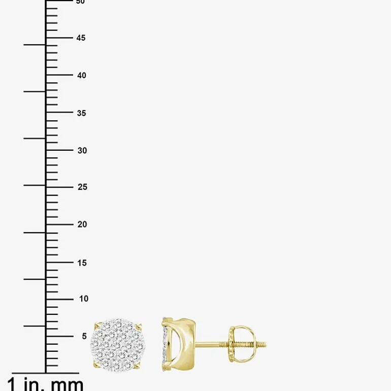 (J / I3) 1/2 CT. T.W. Natural White Diamond 10K Gold 7.7mm Round Stud Earrings