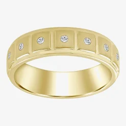 (J / I3) Mens 1/10 CT. T.W. Natural White Diamond 10K Gold Band