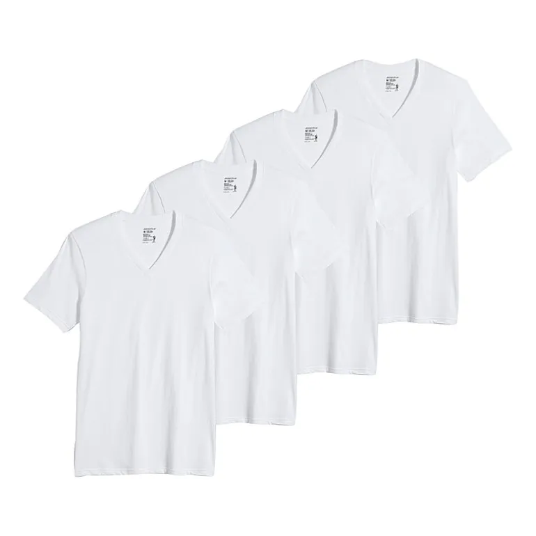 Jockey Classics Bonus Pack Mens 4 Pack Short Sleeve V Neck Moisture Wicking T-Shirt