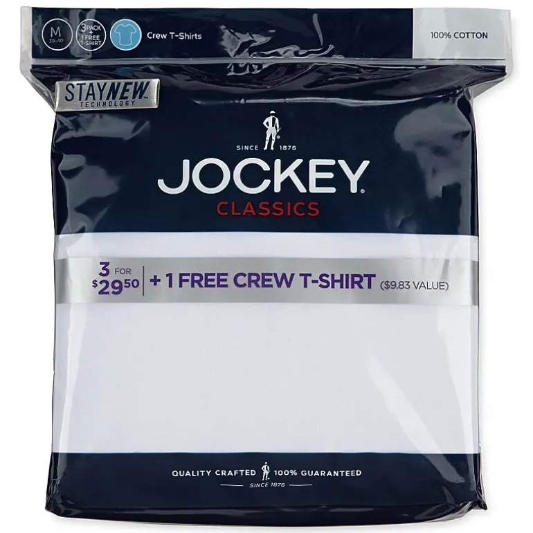 Jockey Classics Bonus Pack Mens 4 Pack Short Sleeve Crew Neck MOISTURE_WICKING T-Shirt
