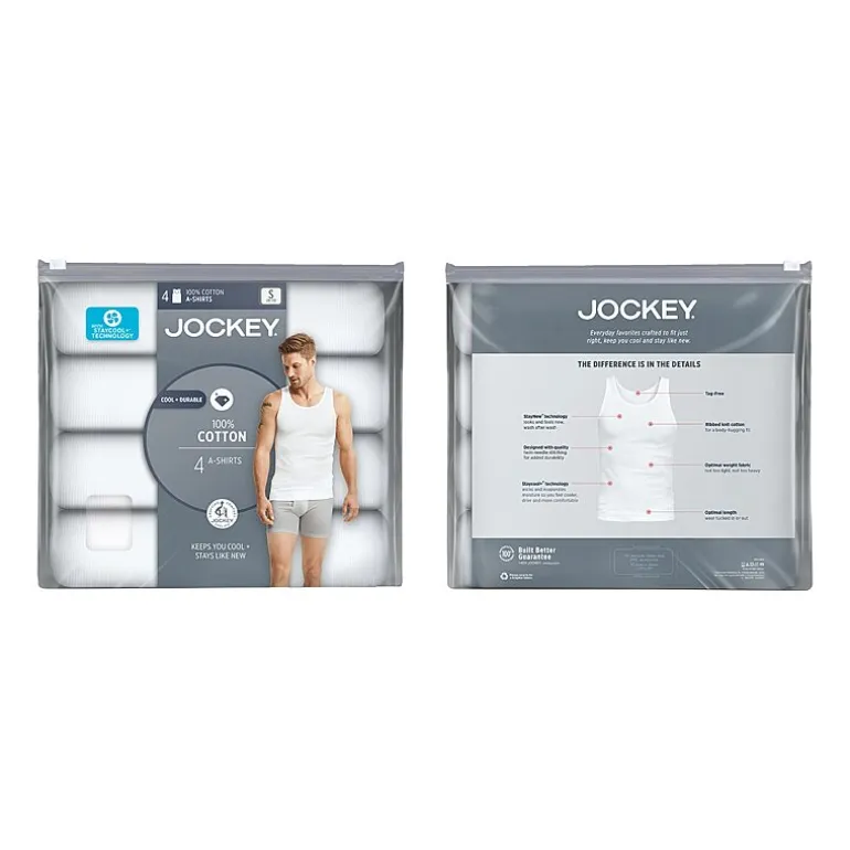 Jockey Cool + Durable Mens Scoop Neck Sleeveless 4 Pack Tank