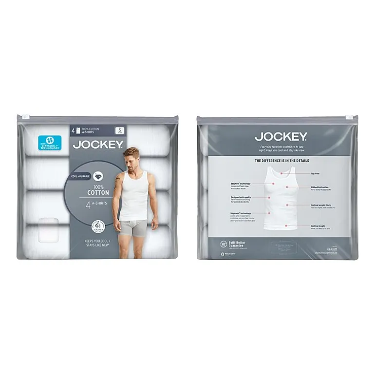 Jockey Cool + Durable Mens Scoop Neck Sleeveless 4 Pack Tank