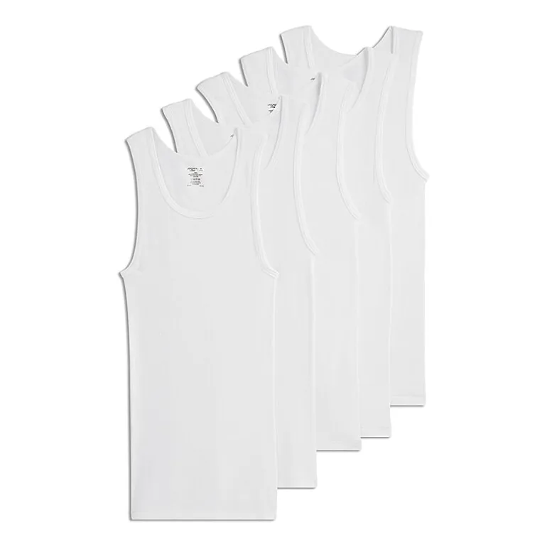 Jockey Cotton Bonus Pack Mens Scoop Neck Sleeveless Quick Dry 5 Pack Tank