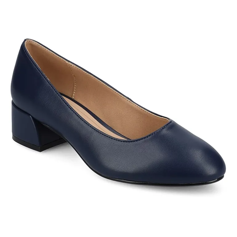 Journee Collection Saarii Womens Round Closed Toe Block Heel Pumps
