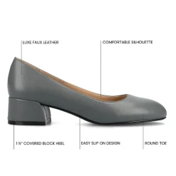 Journee Collection Saarii Womens Round Closed Toe Block Heel Pumps