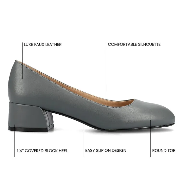 Journee Collection Saarii Womens Round Closed Toe Block Heel Pumps