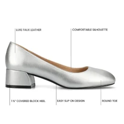 Journee Collection Saarii Womens Round Closed Toe Block Heel Pumps