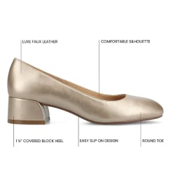Journee Collection Saarii Womens Round Closed Toe Block Heel Pumps