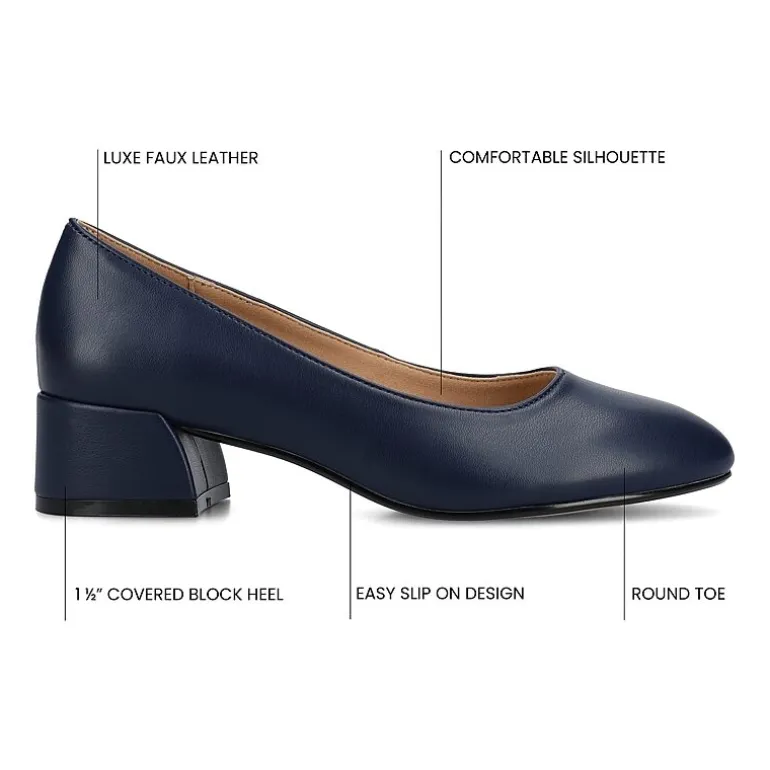 Journee Collection Saarii Womens Round Closed Toe Block Heel Pumps