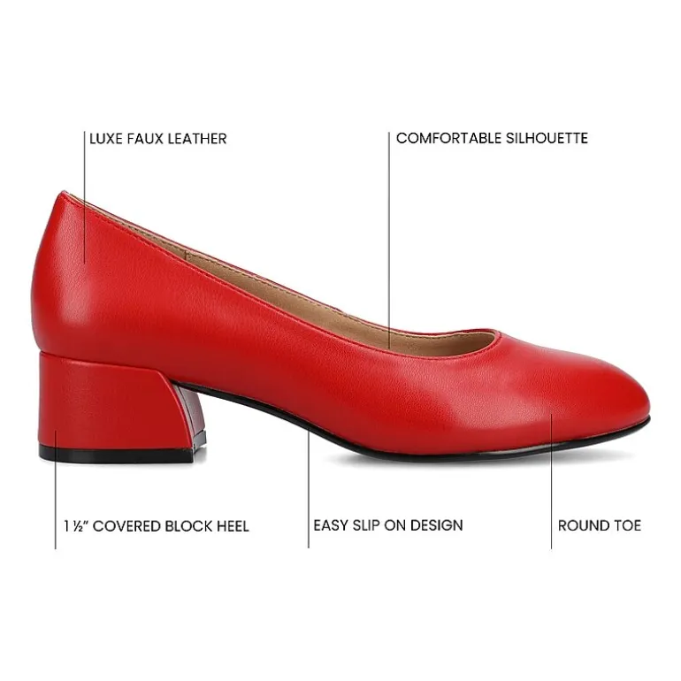 Journee Collection Saarii Womens Round Closed Toe Block Heel Pumps