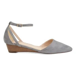 Journee Collection Womens Arkie Pumps Buckle Pointed Toe Wedge Heel